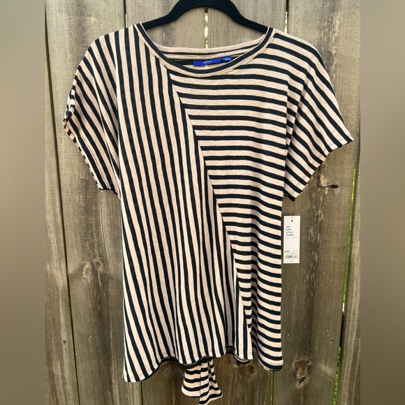New Apt. 9 Black & Cream Striped Tie Back Top (Large) with tags - Picture 2 of 8
